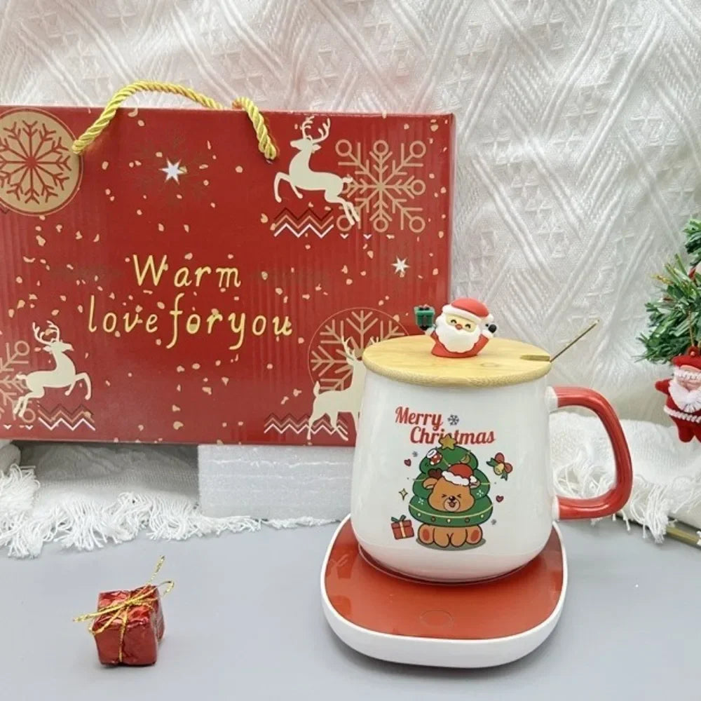 Christmas Gifts Wooden Lid 55 Merry Santa Claus Pattern Ceramic Mug
