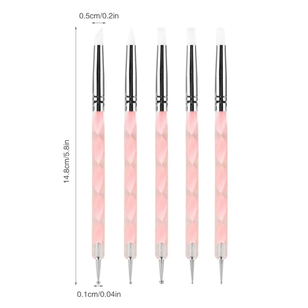 5 8 0 2 Nail Art Silicone Pens Double Ended Tip Sculpting Tools Multi Zpaxo