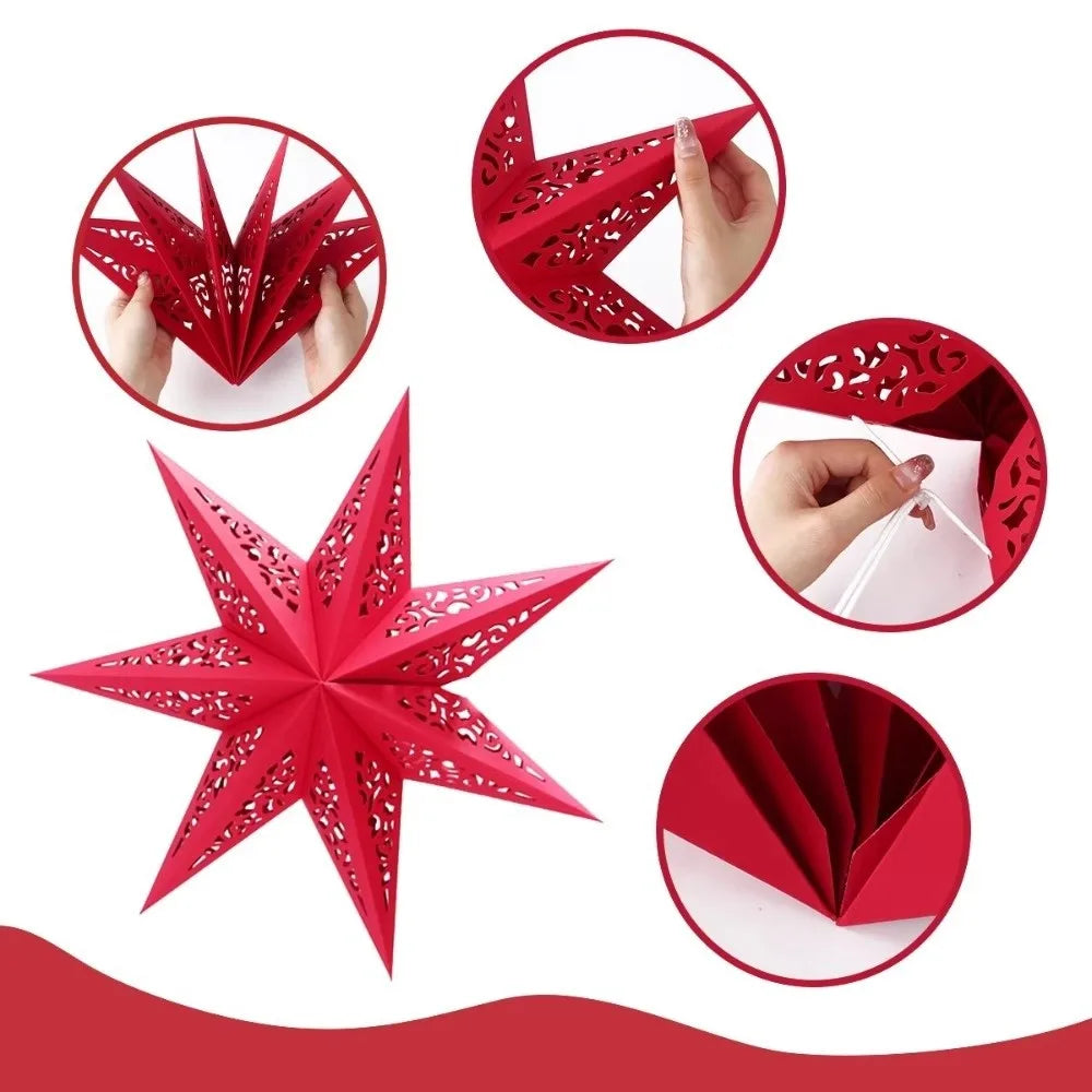 45cm Hollow Star Paper Christmas Lantern Hanging Light Cover Christmas Lantern Shade Zpaxo