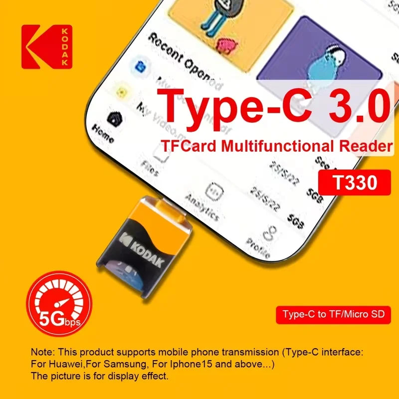 KODAK Type-C TF Mobile Card Reader USB 3.1 Type-C Laptop Multi functional OTG Card Reader Suitable for Laptop& Phone Zpaxo