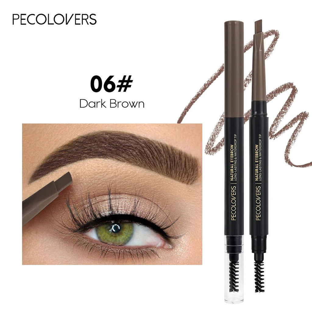 Double Headed Eyebrow Pencil Natural Long Lasting Smooth No Blooming Black Brown Eyebrow Pencil Makeup Cosmetics Zpaxo 06