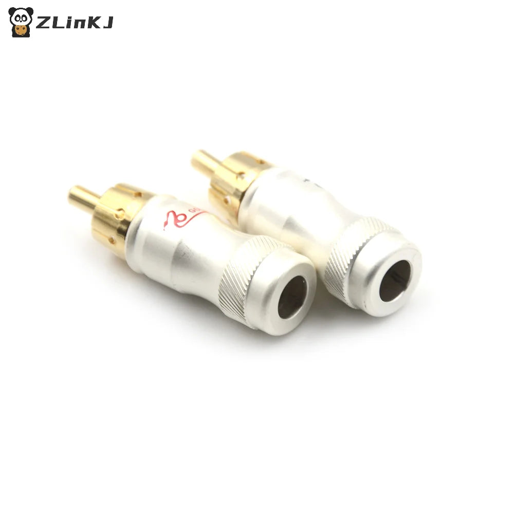 ▶4Pcs Goldplated Male Plug HIFI Audio Cable Audio Video Connector Adapter Zpaxo