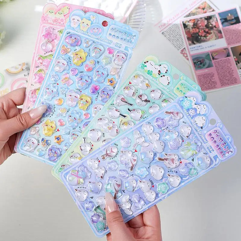 3D Kawaii Chickadee Stickers – 4-Pc Scrapbook Decal Set