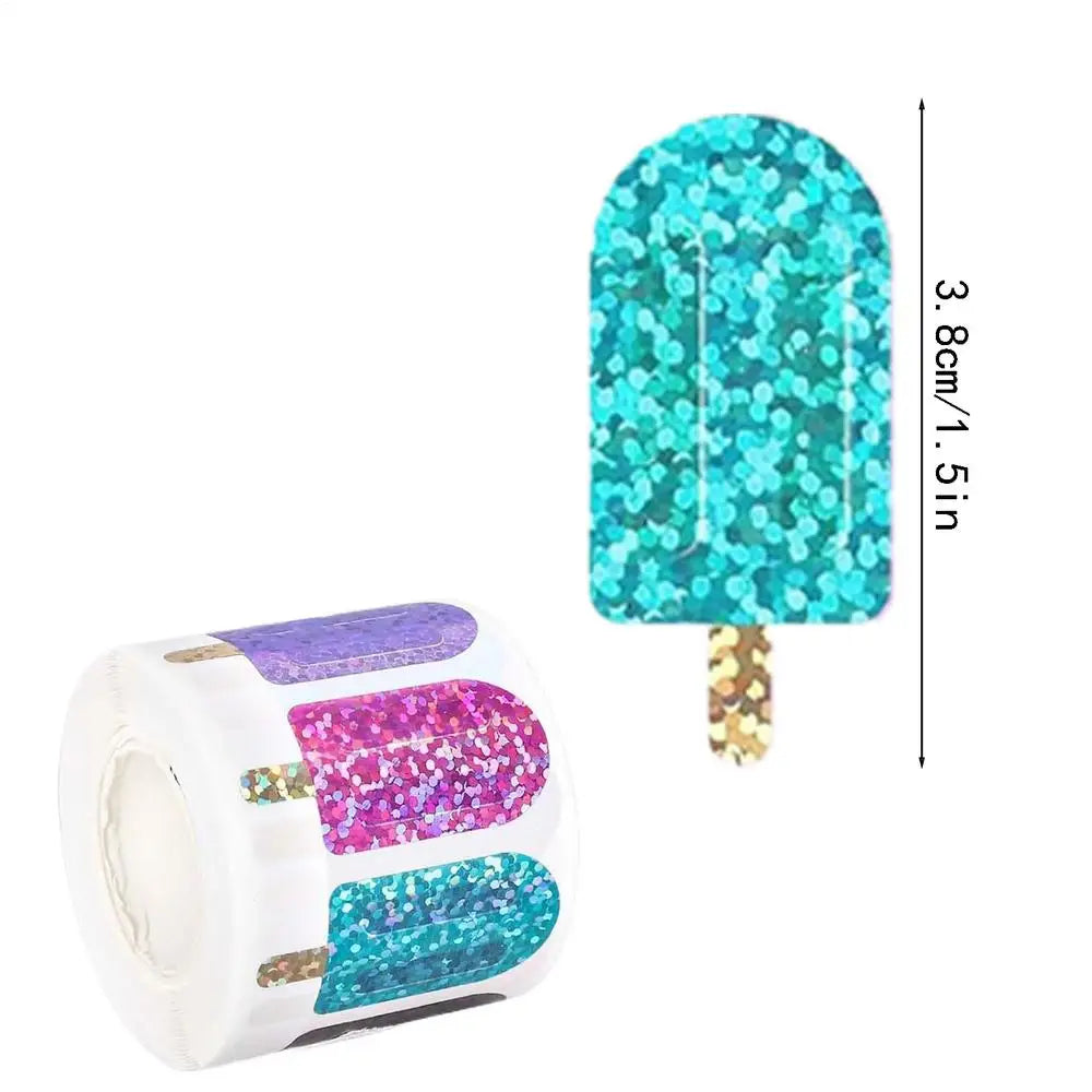 500Pcs Summer Popsicle Stickers – Self-Adhesive Party Decals Decorative Sticker Roll Zpaxo 500Pcs