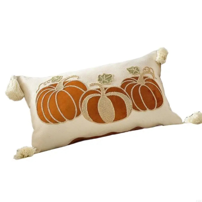 Washable Embroidered Pillow Cover Halloweens Themed Home Accent Soft