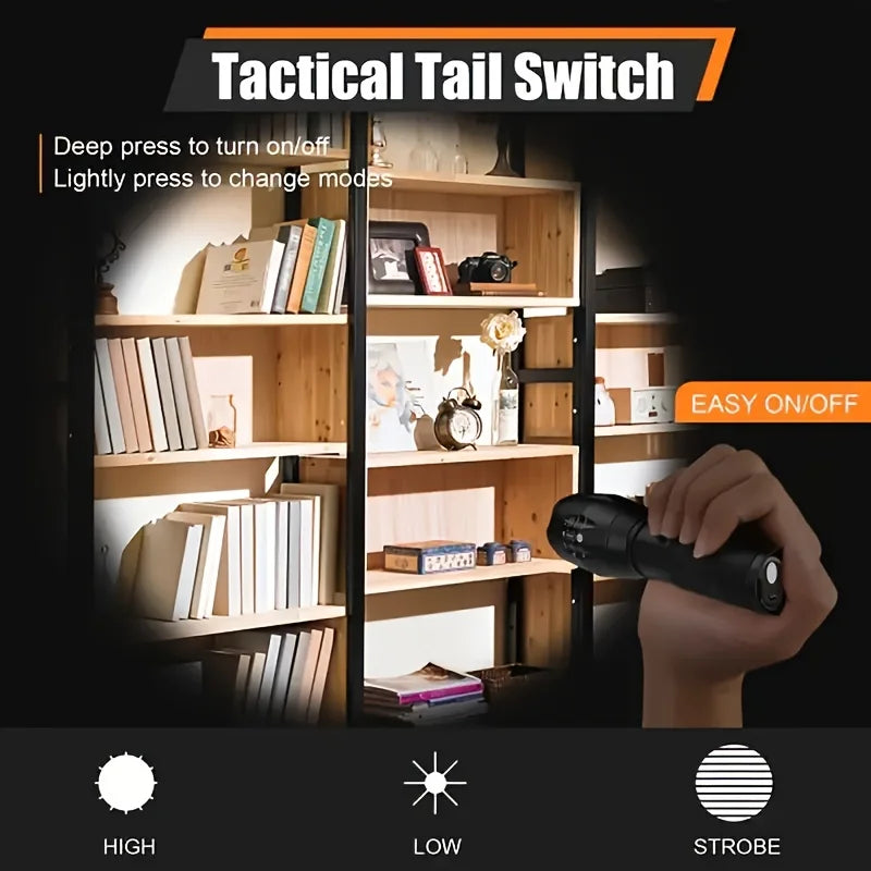 Zoomable LED Tactical Flashlight 1200 Lumen Waterproof Torch