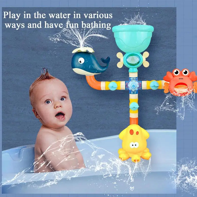 Bathtub Toys Waterwheel Bathing Toy Water Pipes Building Kit Games Education Bathroom Bathtub Shower Playset For Boys Girls Zpaxo