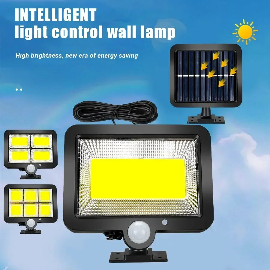 COB Solar Motion Sensor Wall Light – IP65, 3 Modes, Outdoor