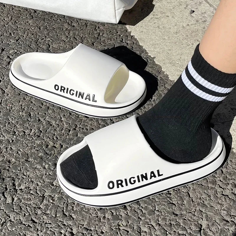 Slippers Man Solid Feslishoet Women Letter Mens Thick Sole Indoor
