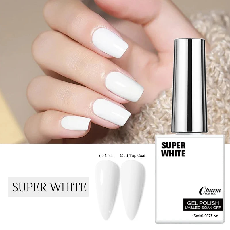 Gel Nail Polish DIY Semi Permanent Soak Off UV LED Varnish Art Design Zpaxo white