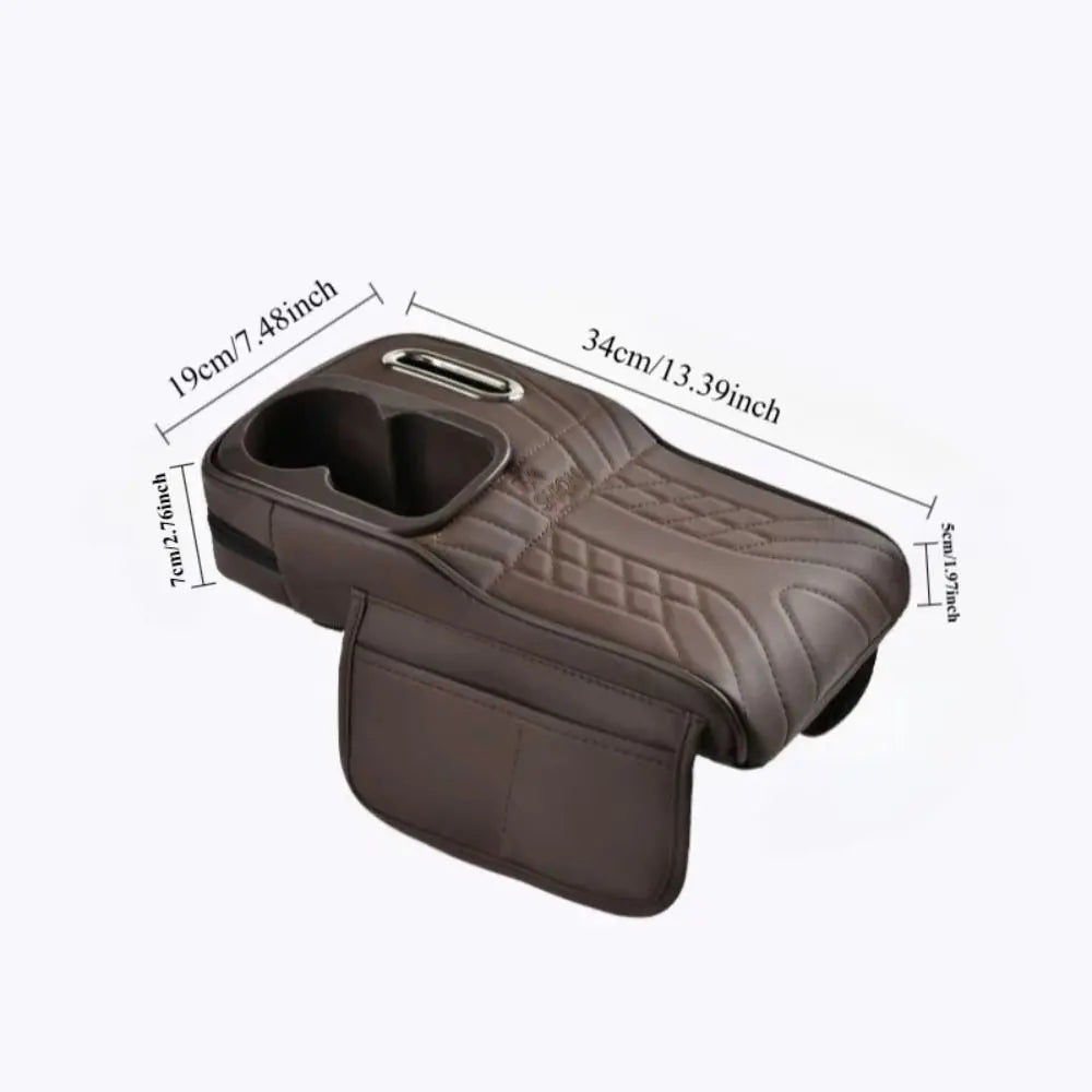 PU Leather Car Armrest Box Height Increase 2 Cup Holder Vehicle Armrest Cushion Comfortable Console Organizer Zpaxo