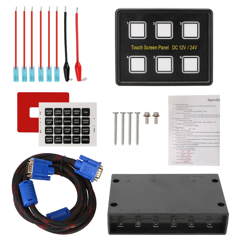Slim Touch Circuit Control Panel Box 6 Gang LED Switch Screen