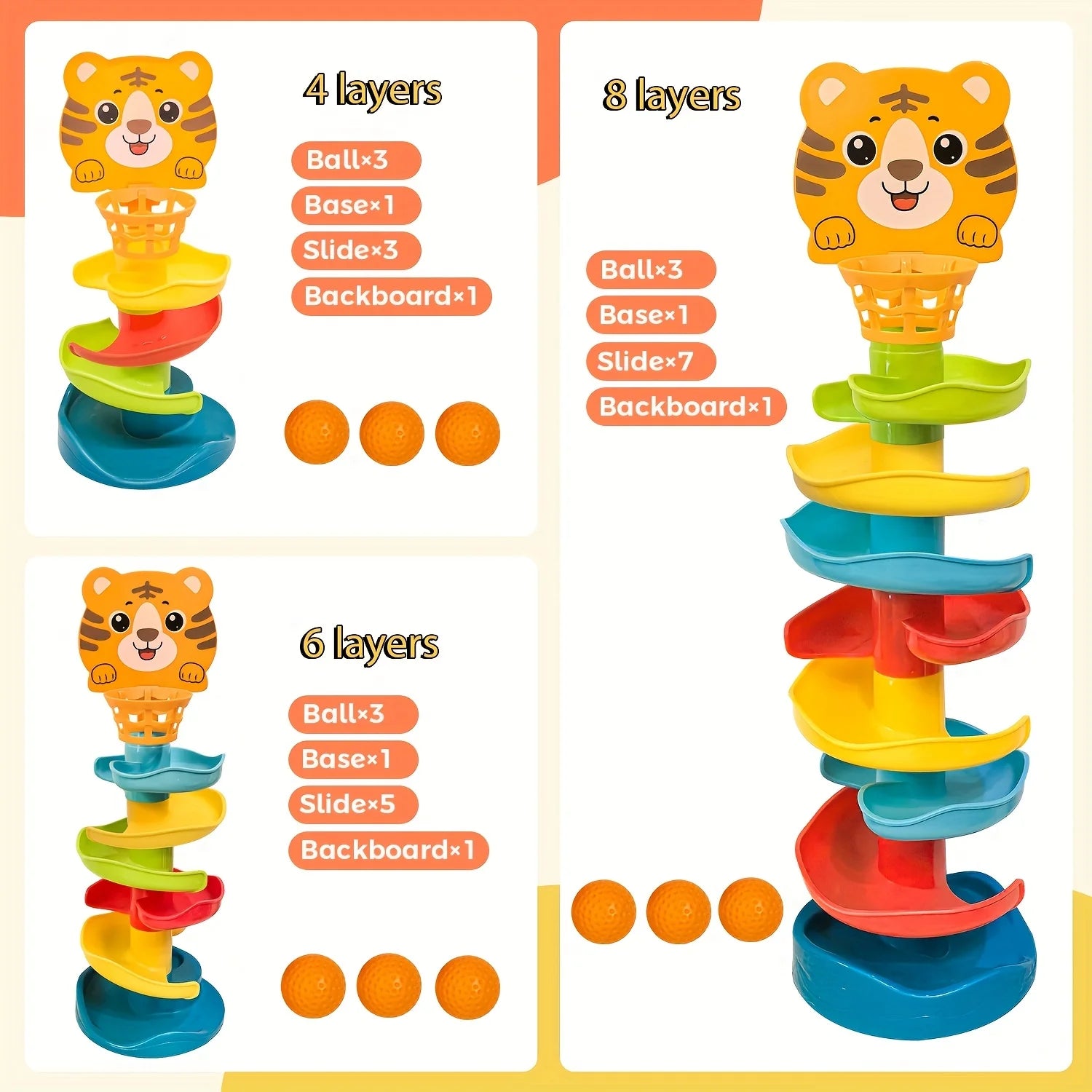 Youngsters's Interactive Ball Tower Educational Toy Rolling Balls