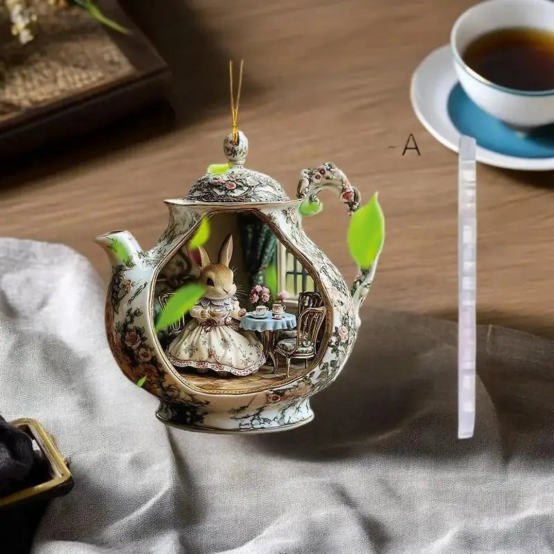 Delightful Easter Rabbit Teacup 2D Acrylic Home Decor Item Zpaxo