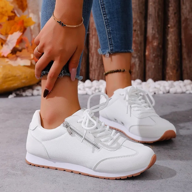 Spring Autumn Women Anti Slip Wear-resistant Zipper Embellishment Zpaxo