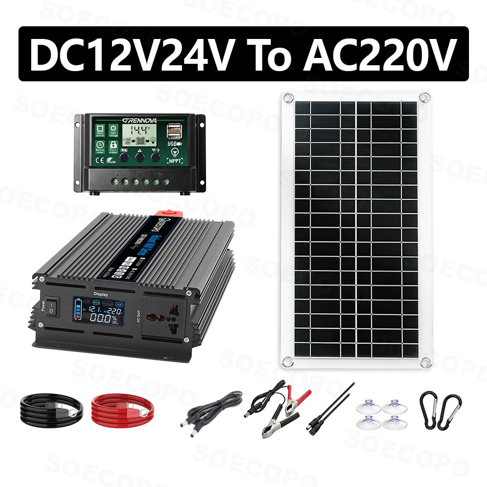 20000W Solar Generator Kit with 200W Panel Efficient Inverter Controller Off Grid Power Supply for RV Camping Outdoor Emergency Zpaxo 220V solar kit