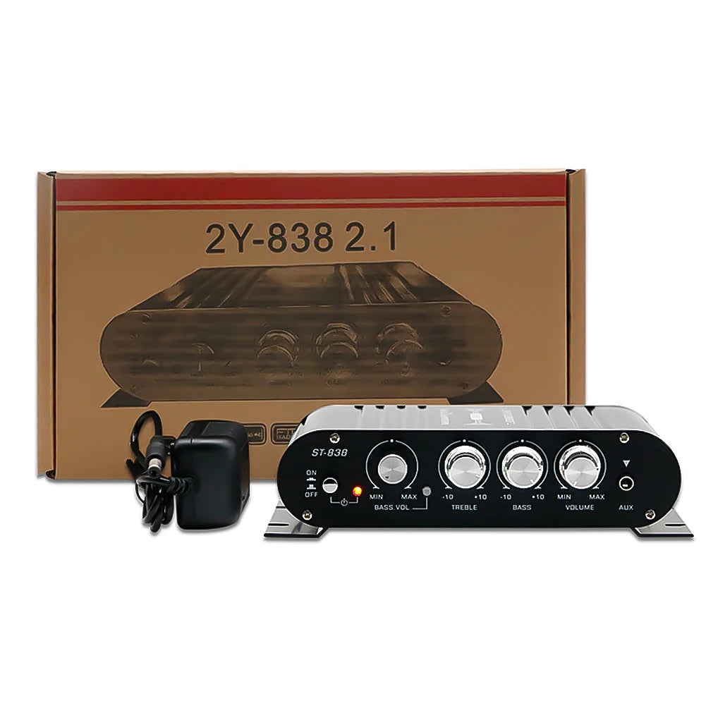 ST-838 Hifi 2 1 Channel Subwoofer Amplifier Bass Treble Adjustment