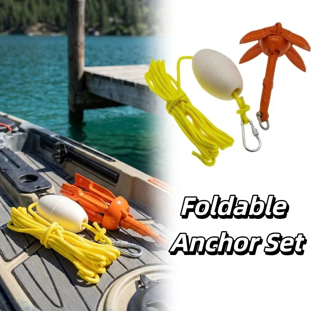 Aluminum Alloy Marine Kayak Anchor Portable Folding Design Rope Buoy Zpaxo