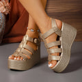 Fashion Wedge Sandals Women Summer Casual Non-slip Peep Comfortable Zpaxo Gold 41