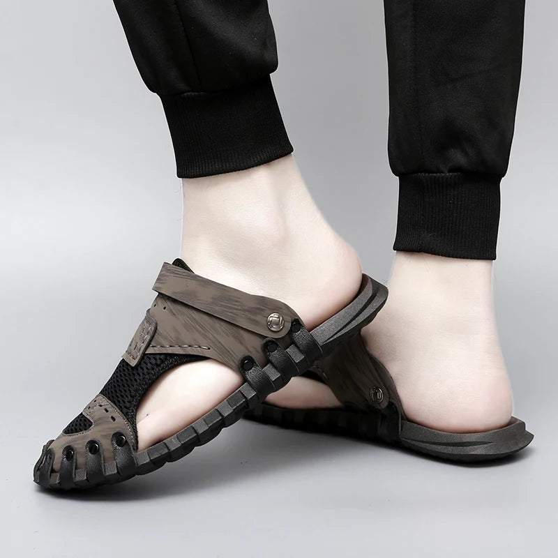 Summer Men Sandals Leather Mens Casual Shoes Outdoor Beach Roman Zpaxo