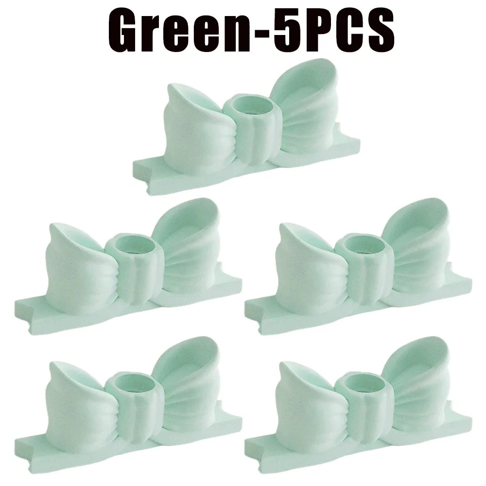 Gypsum Bow Candle Holder Long Candlestick Wedding Birthday Party Home Zpaxo Green-5PCS