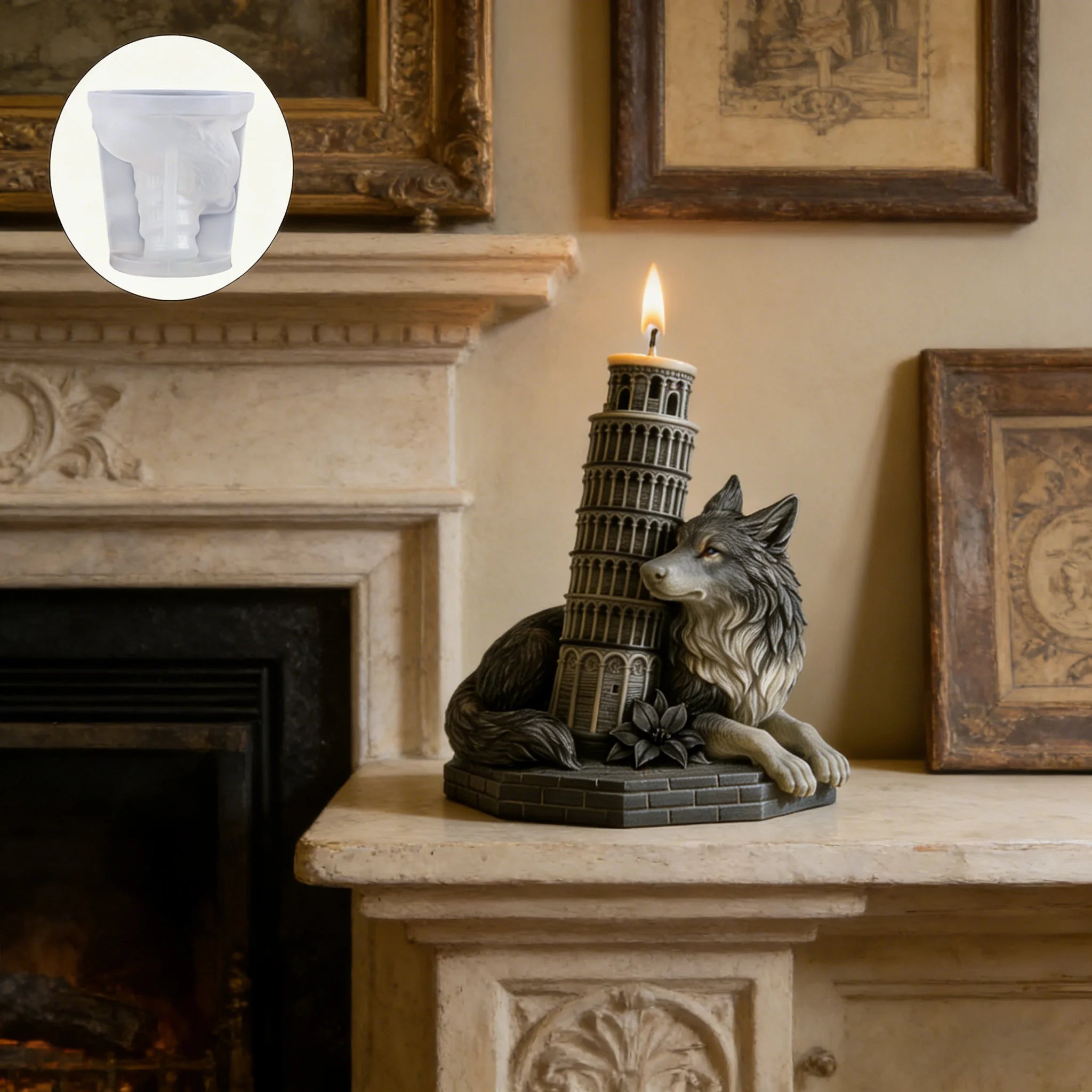 3D Gothic Wolf & Leaning Tower Silicone Mold – Candle & Resin
