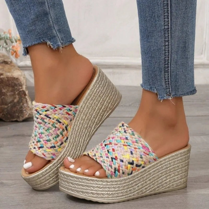 2025 Wedges Slippers Women Platform Sandals Woman Summer Round Head