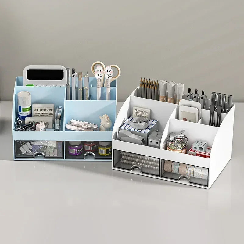 Desktop Transparent Cosmetics Storage Box Desktop Organizer with Drawers Pen Holder Stationary Storage Rack for Office Desks Zpaxo
