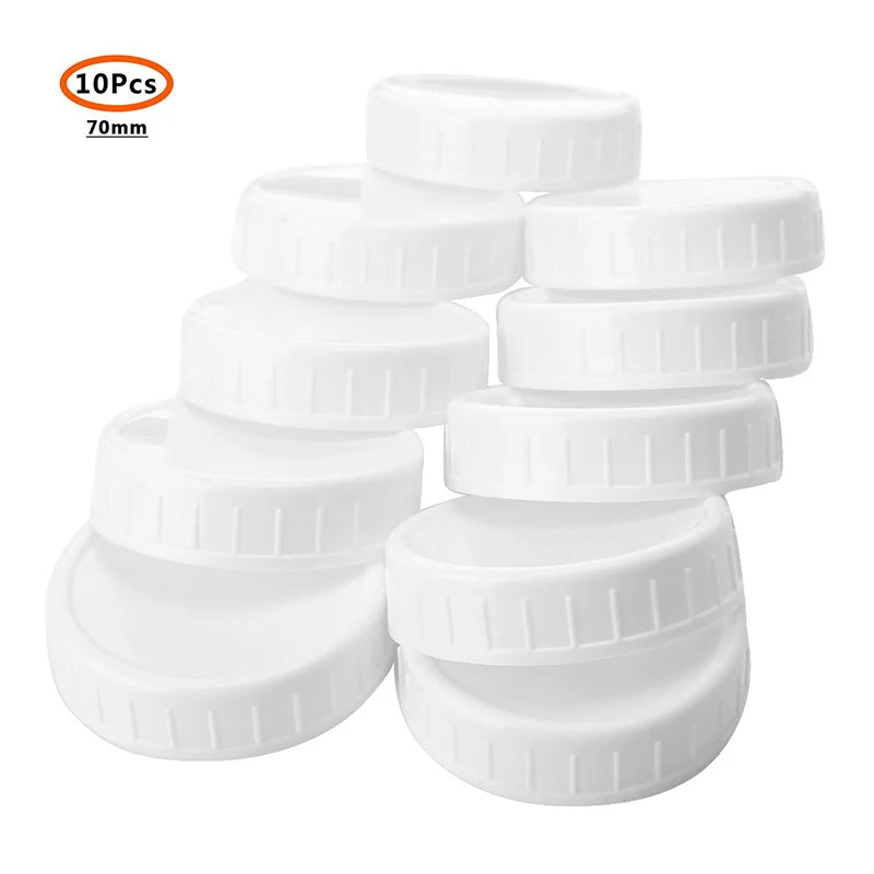 Airtight Plastic Storage Lid 70 Inner Diameter Sealing White Mason