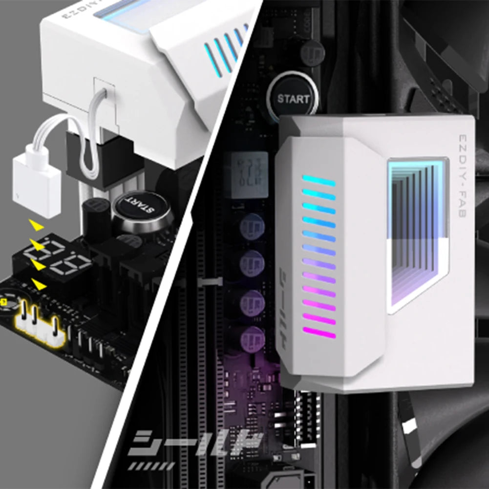ATX 24 Pin To 180 Degree Power Plug Adapter with Infinity Mirror ARGB Light Mainboard Motherboard Power Supply Cable Modular Zpaxo