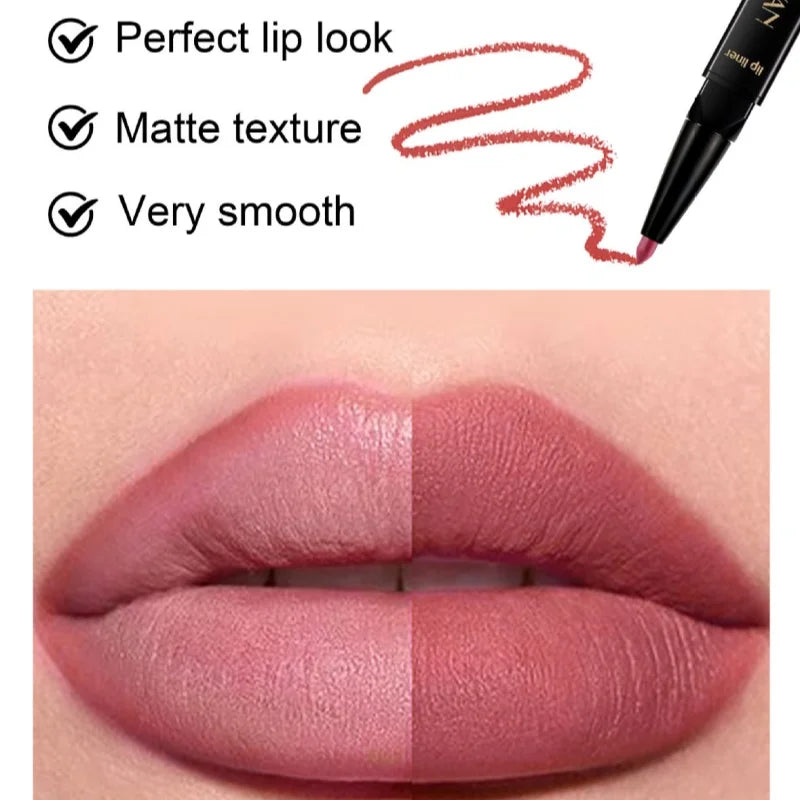 Double-ended Rose Red Lip Liner Lipstick Pencil Moisturizing Matte