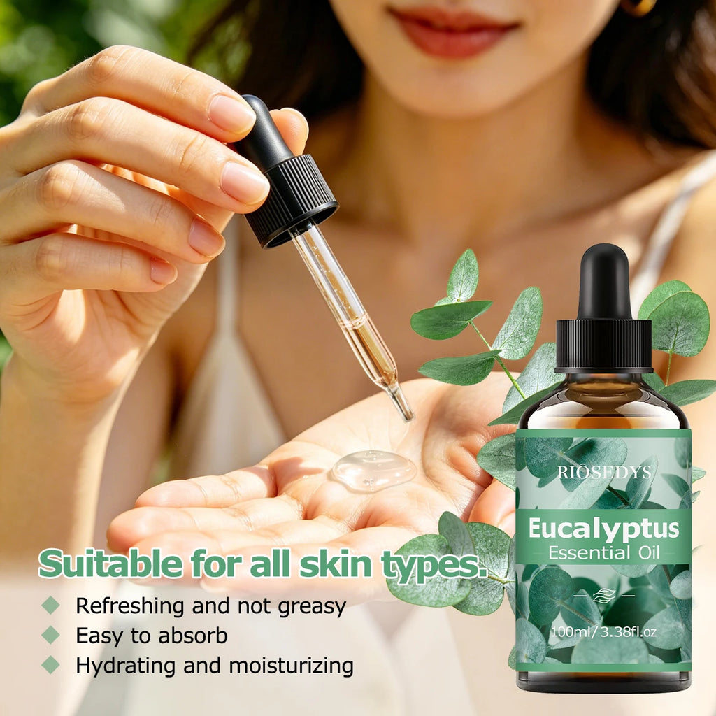 EUCALYPTUS ESSENTIAL OIL is moisturizing and nourishing massage oil suitable for skincare, fragrance, massage, all skin types. Zpaxo
