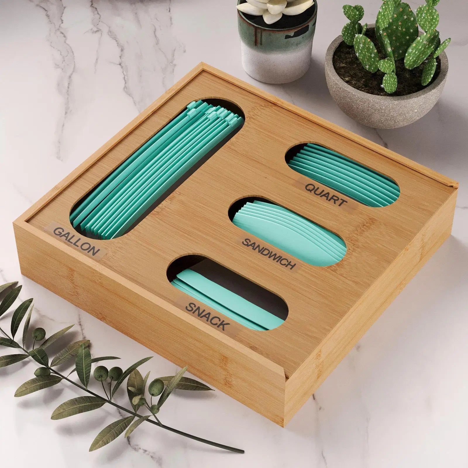 Baggie Organizer for Drawer 4 in 1 Kitchen Container Storage Bag Organizer Kitchen Drawer for Gallon Quart Sandwich Snack Zpaxo