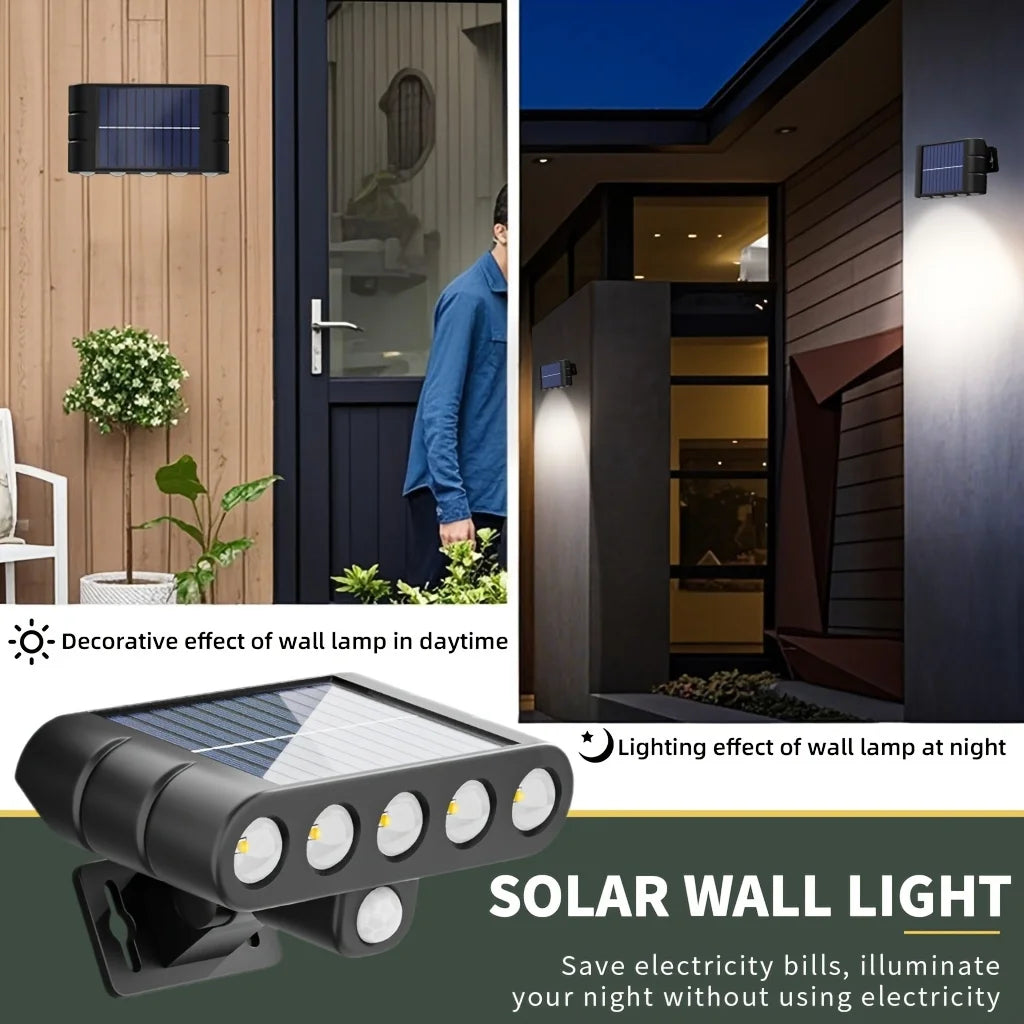 1 5LED Solar Wall Lawn Light Dual Use Outdoor Landscape Lamp IP65 Zpaxo
