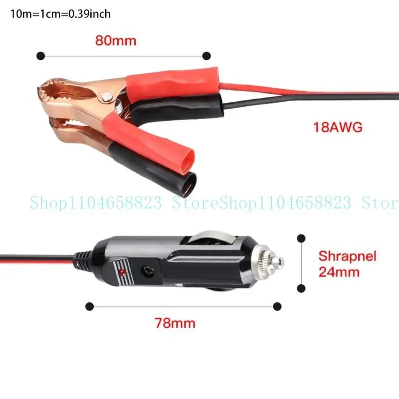 Alligator Clamp Male Cigarette Lighter Extension Cable Car Battery Zpaxo