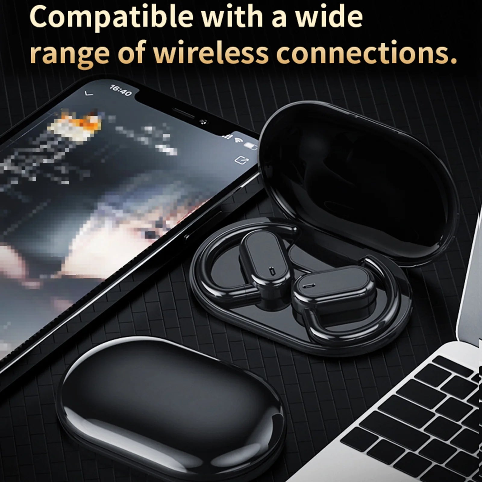 Wireless BT 5.4 Earphones Music Headphones Painless Earhook Earbuds Sweatproof Sports Headset Touch Control with Dual Microphone Zpaxo