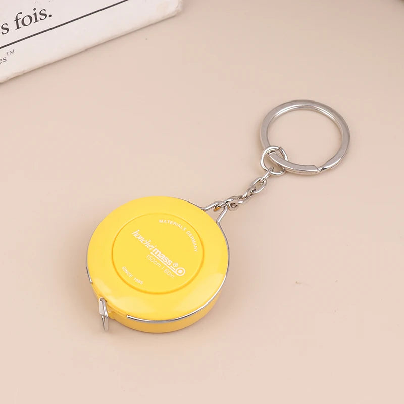 Mini ABS Plastic Measure Ruler Centimeter Inch Roll Tape 150/60Inch Keychain Tape Measure Portable Retractable Measuring Tool Zpaxo Yellow