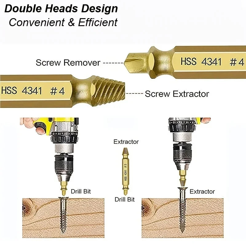 Damaged Screw Extractor Set, Striped Broken Remover, Small Kit to Remove Easily Quickly, Easy Demolition Power Tools Zpaxo