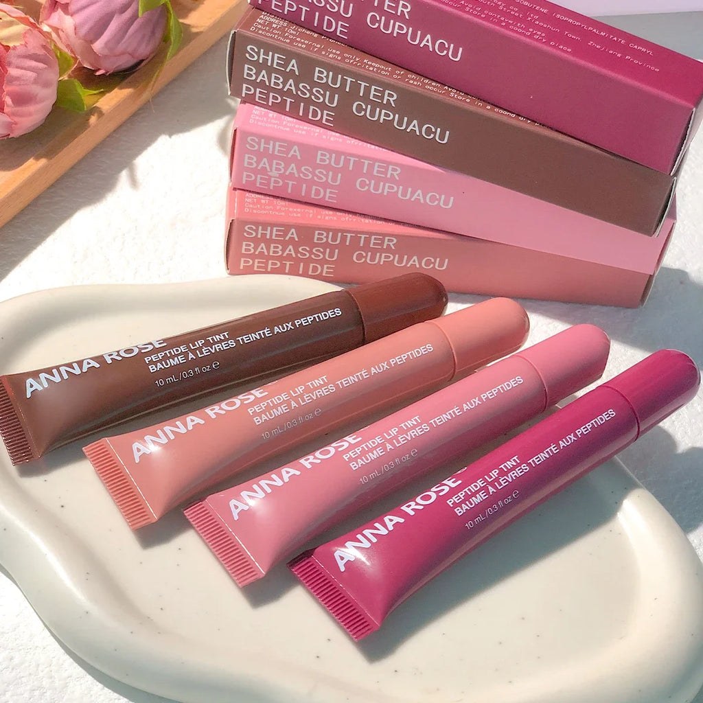 Peptide-Infused Lip Tint Set - 4 Jelly Gloss Shades, Moisturizing Lip Gloss, Long-Lasting Shiny Lip Color Zpaxo