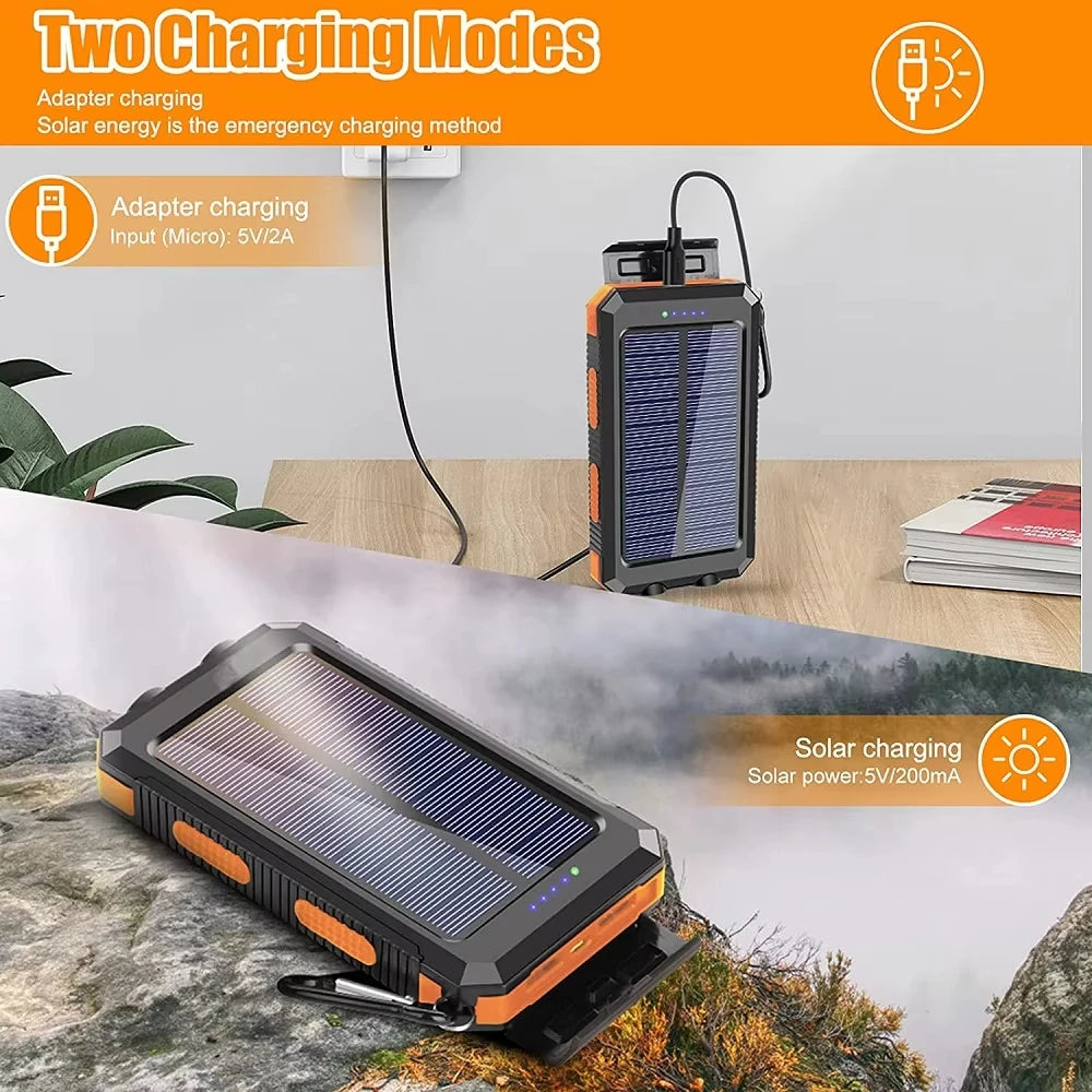 Solar Power Bank 80000mAh Portable Power Bank External Battery Fast Charging Strong Light LDE Light for All Smartphones Zpaxo