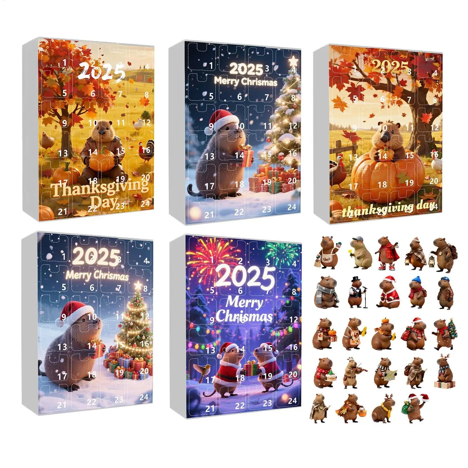 Capybara Christmas Countdown Calendar 24 Days Advent Ornament 2D