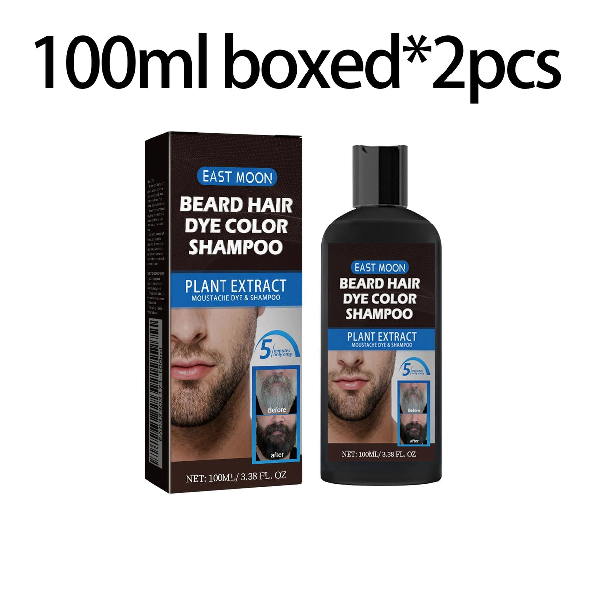 100ml Herbal Extract Fast Permanent Black Dye Grey Hair Shampoo Natural Black Beard Dye Shampoo For Men Hair Color Dye Cream Zpaxo 100ml X 2boxed