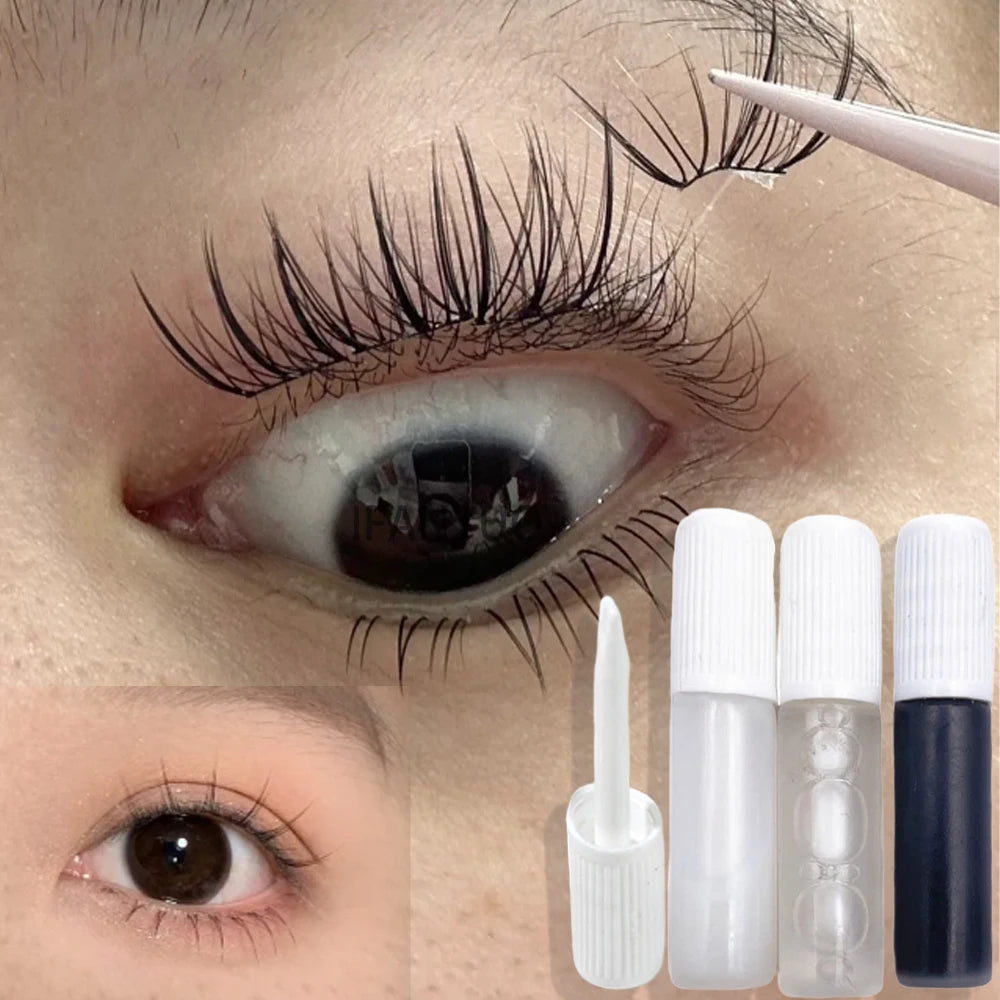 1/3Pc Black White Clear Mini Eyelash Glue Flawless Eyelash Beauty Adhesive Smooth Fast Drying for DIY Repair Bonding Cosmetics Zpaxo 3Pcs Mixed