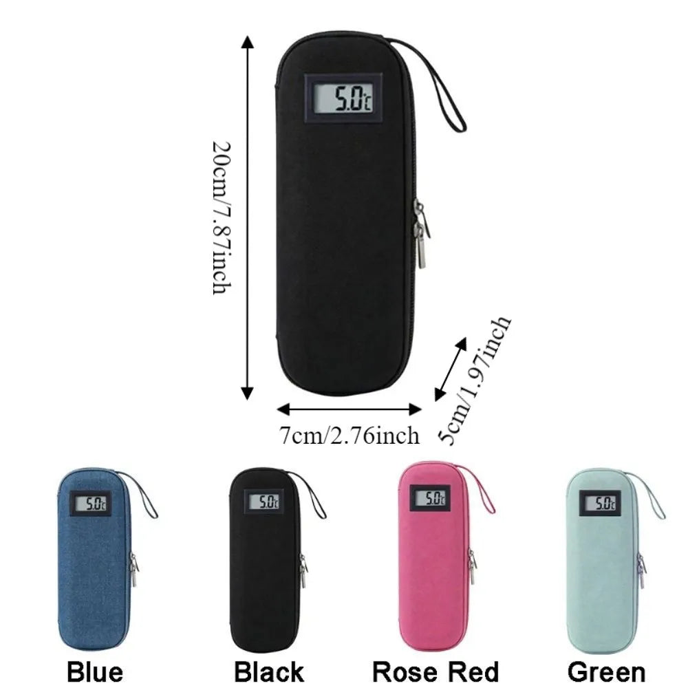 Outdoor Protable Insulin Cooler Bag Insulin Vial Protector Thermometer Display Insulin Vial Storage Case Waterproof Storage Bag Zpaxo