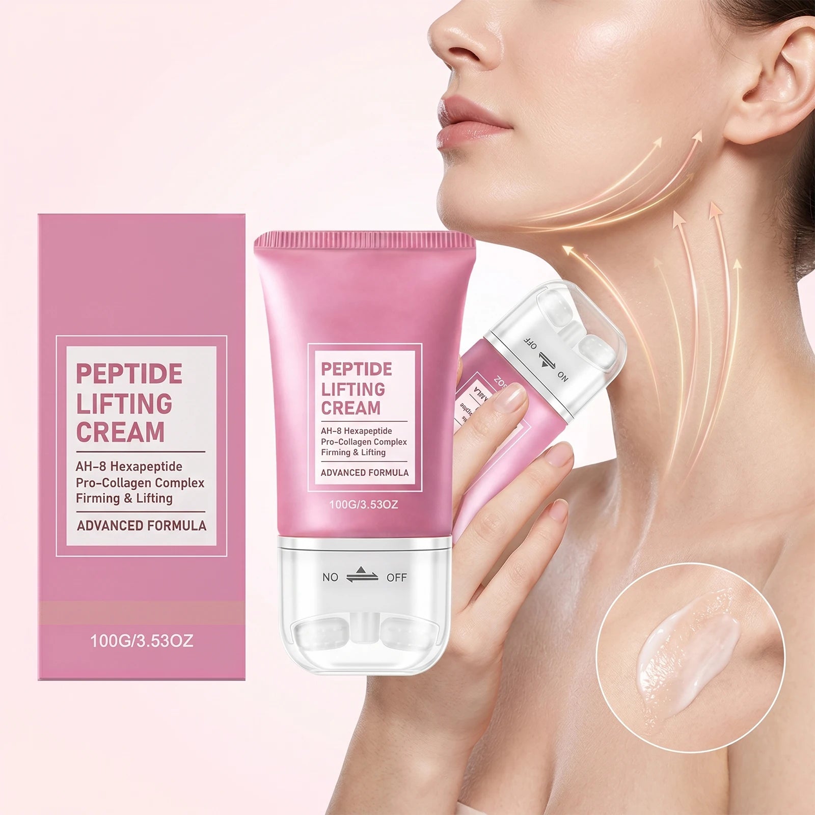 Neck Roller Care Cream Massager Firming Smoothing Moisturizer Gentle Nourishing Long Lasting Hydration Body Care 100g Zpaxo