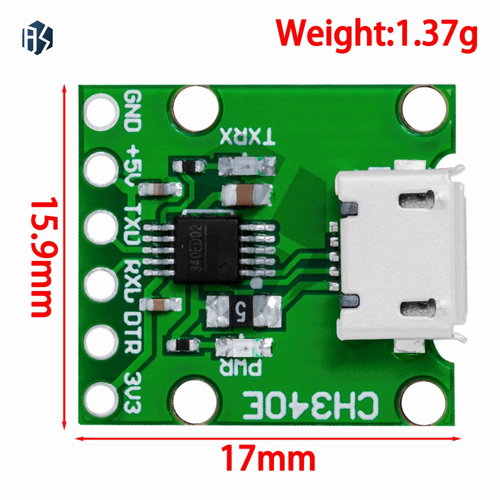 1PC Pro Mini CH340N SOP8 USB-to-TTL Serial Converter Module – Compatible with CH340G/E/C & for Arduino Zpaxo