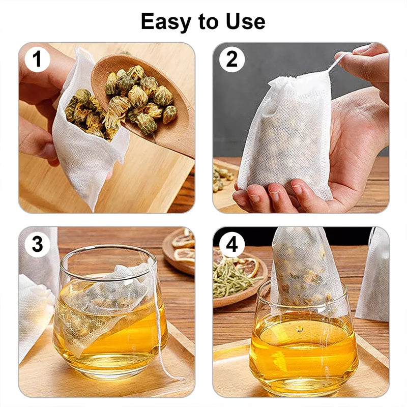 Disposable Teabags Non-woven Fabric Tea Filter Bag Spice Infuser Draw