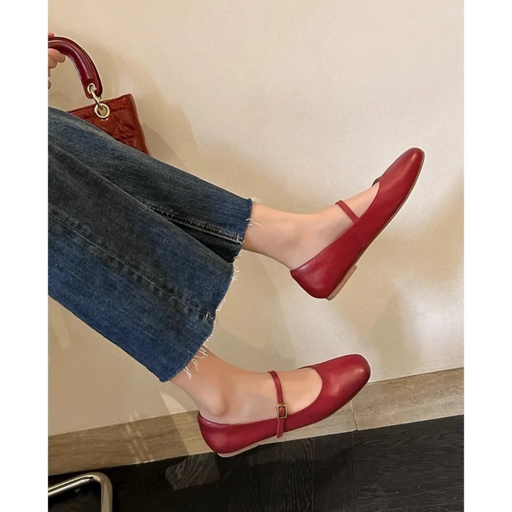 2025 Spring Women Mary Jane Shoes Fashion Square Toe Shallow Slip