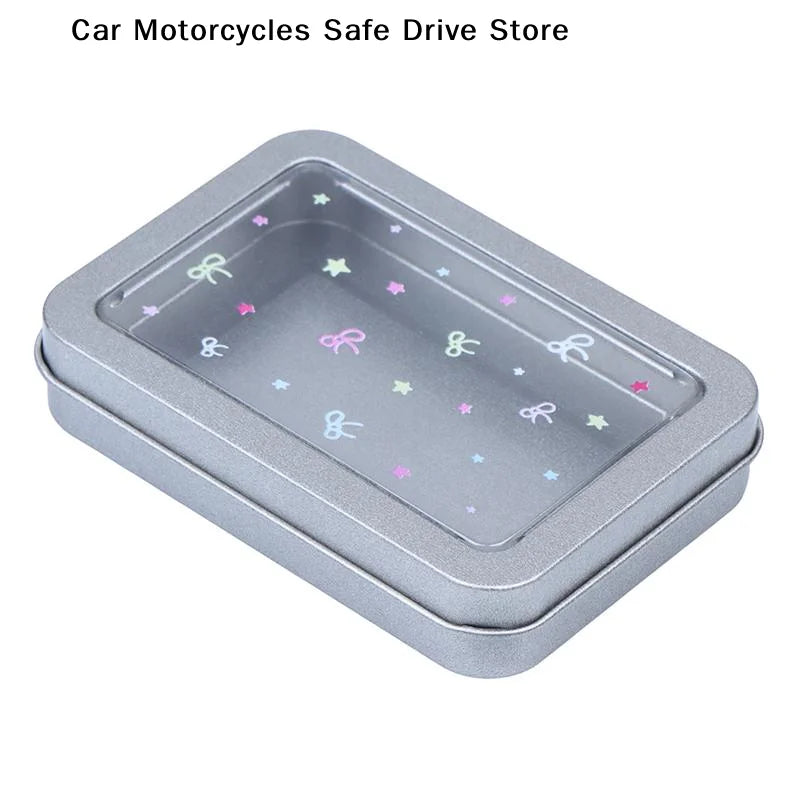 M2PCS Colorful Star Earring Storage Tin Box Four Leaf Clover Design