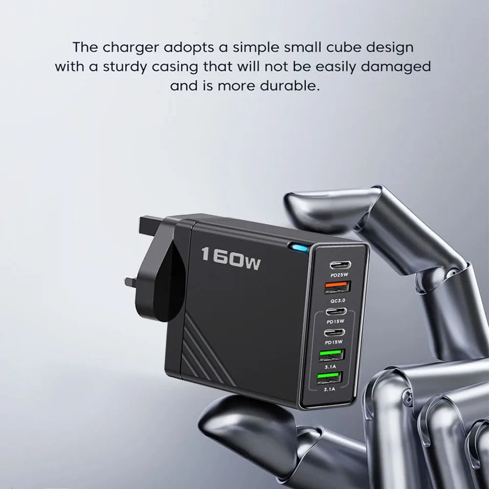 160W USB-C Multi-Port Fast Wall Charger | iPhone & Android USB-C Wall Charger Zpaxo